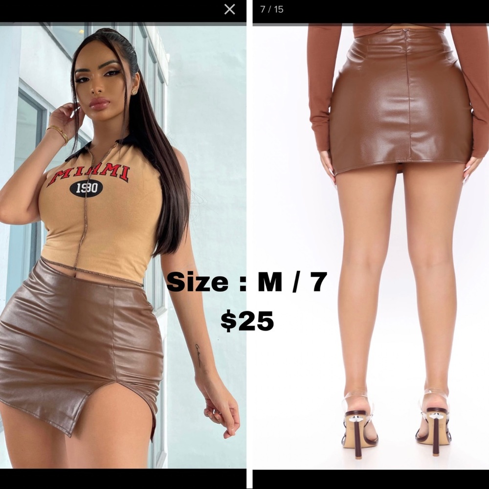 Fashion Nova (Faux Leather; high rise; mini skirt; stretch ) BRAND NEW.
